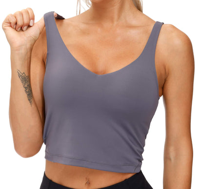 THE GYM PEOPLE Womens' Sports Bra Longline Wirefree Padded with Medium Support