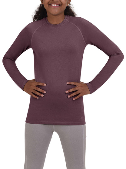 TCA Girls' SuperThermal Long Sleeve Performance Base Layer Running Training Top