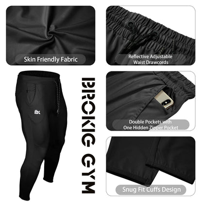 BROKIG Mens Stretch Running Tracksuit Bottoms