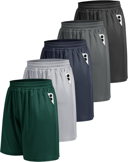 5 Pack Athletic Gym Mens Shorts