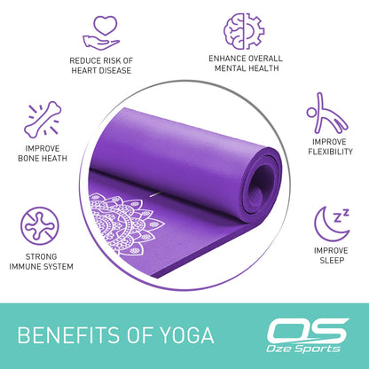 OZE SPORTS Yoga Mat – Extra Thick NBR Foam, Non-Slip, Large