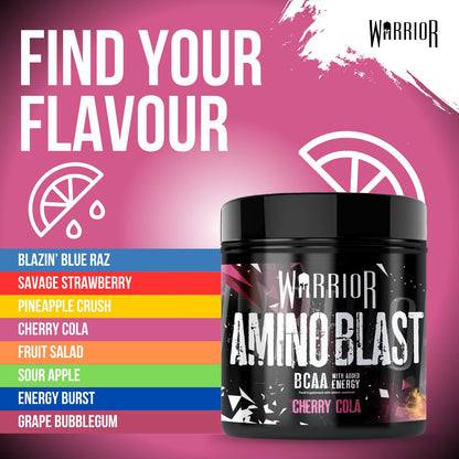 Warrior Amino Blast 270g – BCAA Powder – Branched Chain Amino Acids Supplement, Intra Workout & Recovery, Energy Drink – 30 Servings (Strawberry Kiwi)