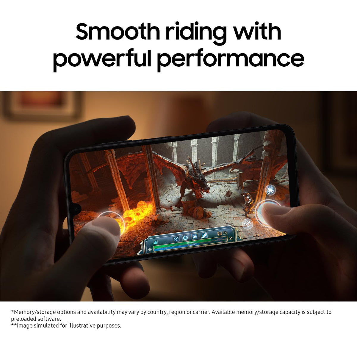 Samsung Galaxy A16 4G smartphone in hands with game displayed on screen
