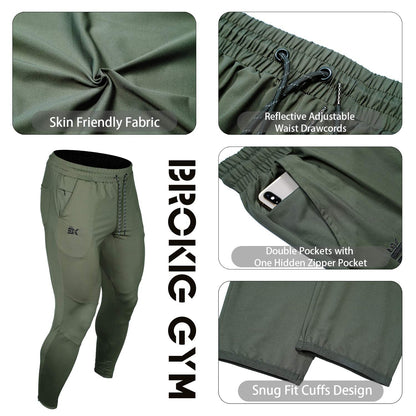 BROKIG Mens Stretch Running Tracksuit Bottoms