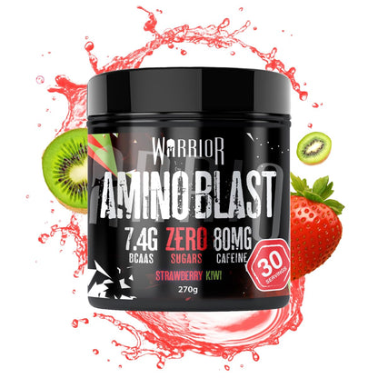 Warrior Amino Blast 270g – BCAA Powder – Branched Chain Amino Acids Supplement, Intra Workout & Recovery, Energy Drink – 30 Servings (Strawberry Kiwi)