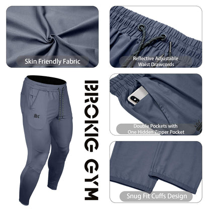 BROKIG Mens Stretch Running Tracksuit Bottoms