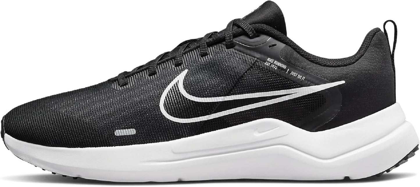 NIKE Men's Downshifter 12 Sneaker, Black White Dk Smoke Grey Pure Platinum, 8.5 UK