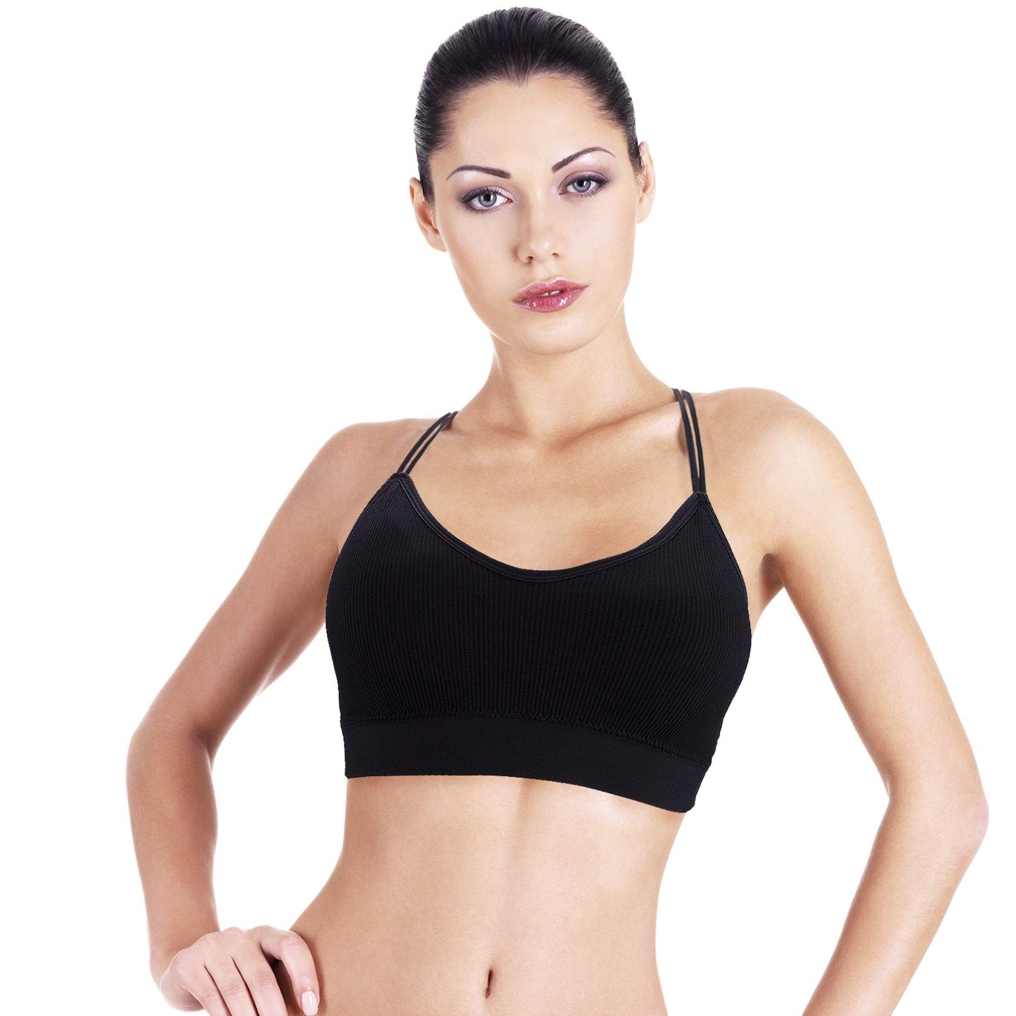 BQTQ 5 Pieces Camisole Bras for Women V Neck Camisole Bralettes Seamless Sleeping Bra with Straps and Removable Pads for Women Girls