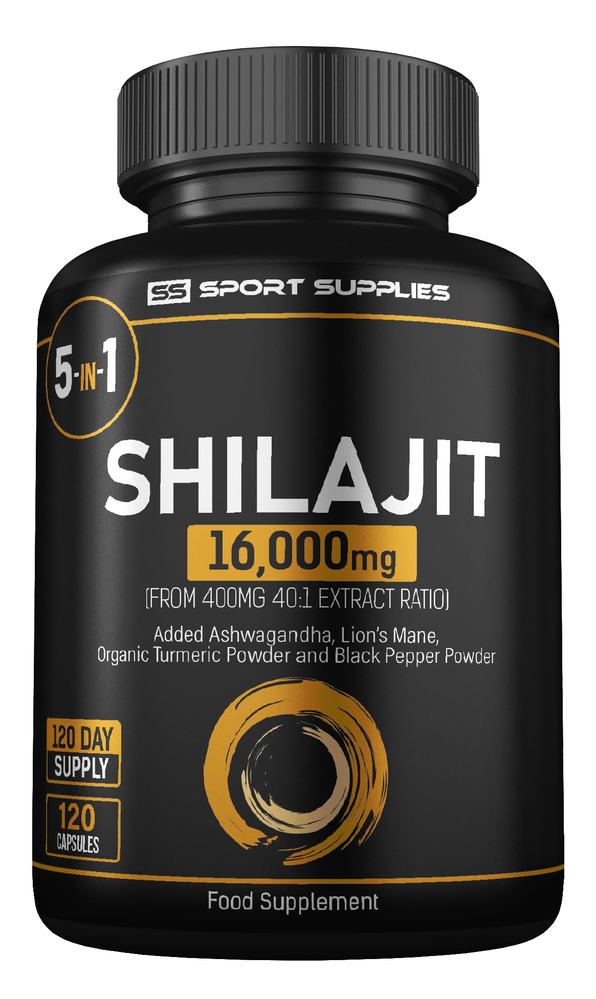 Shilajit Capsules 16,000mg -120 Days Supply - 60% Fulvic Acid - Added Ashwagandha, Lions Mane, Turmeric and Black Pepper - High Strength Himilayan Shalajit Resin