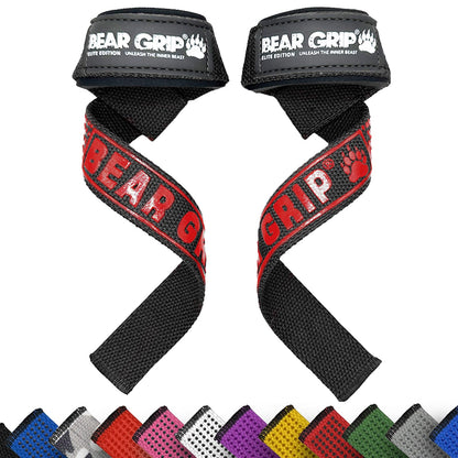 BEAR GRIP Straps - Premium Neoprene Padded Heavy Duty Double Stitched Weight Lifting Gym Straps