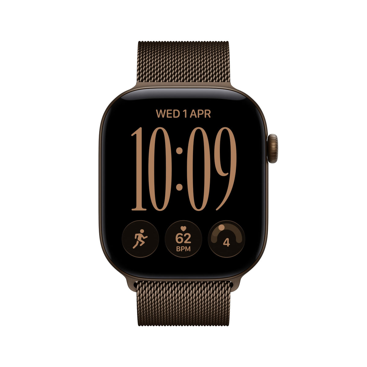 Apple Watch Series 12 GPS smartwatch with black Milanese Loop strap, 10:09 display