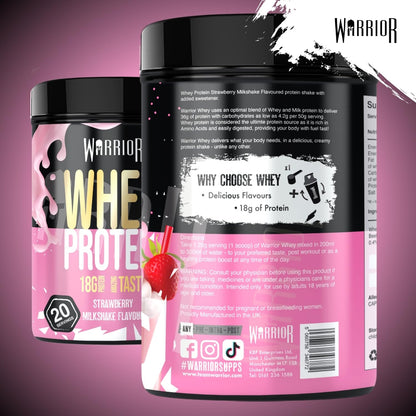 Warrior Whey Protein Powder 500g - Up to 36g* Protein per Shake – Low Sugar - Muscle Growth and Recovery Drink - Amazing Taste - 20 Servings - GMP Certified (Double Chocolate)