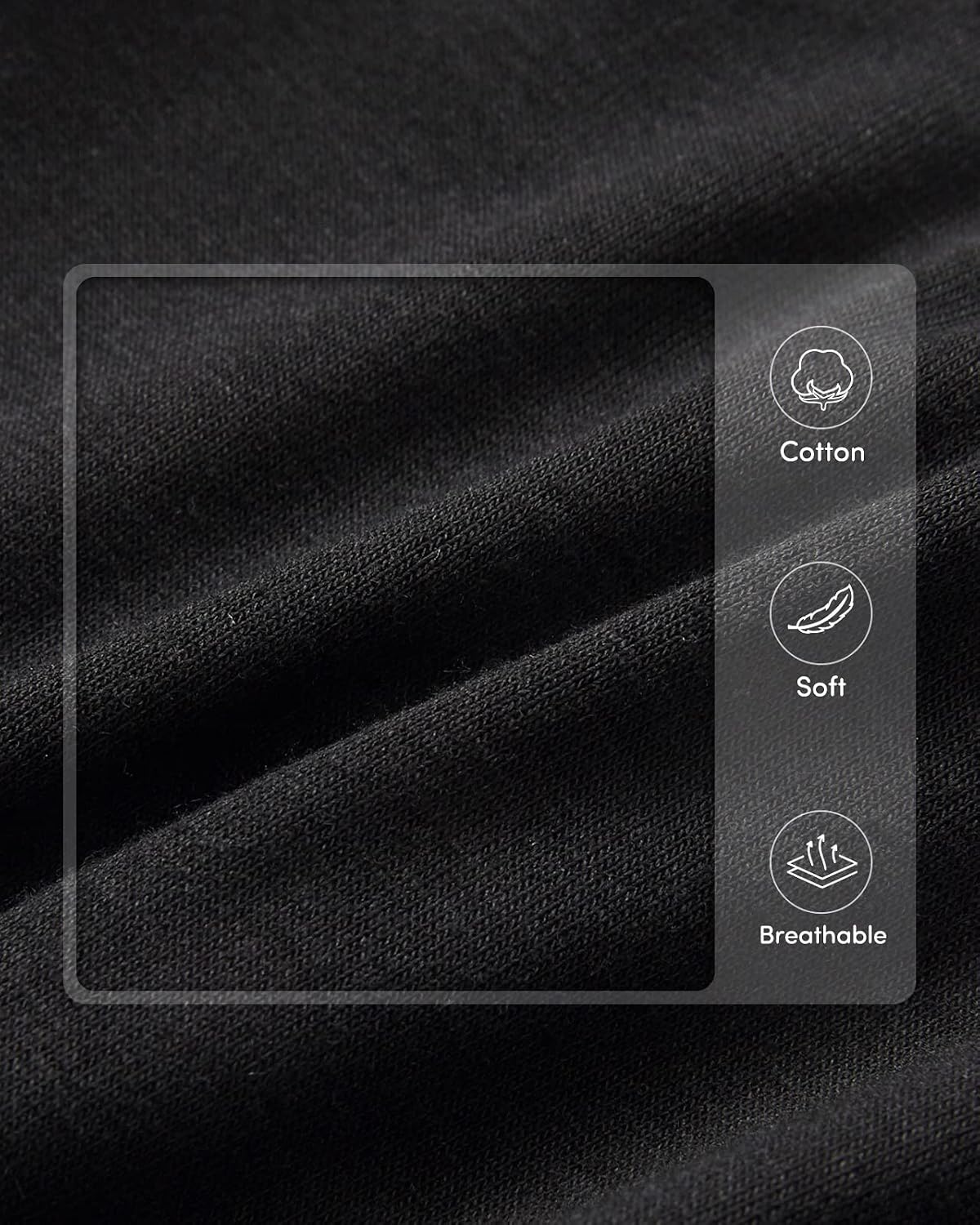 Black knit cotton fabric close-up with soft, breathable texture
