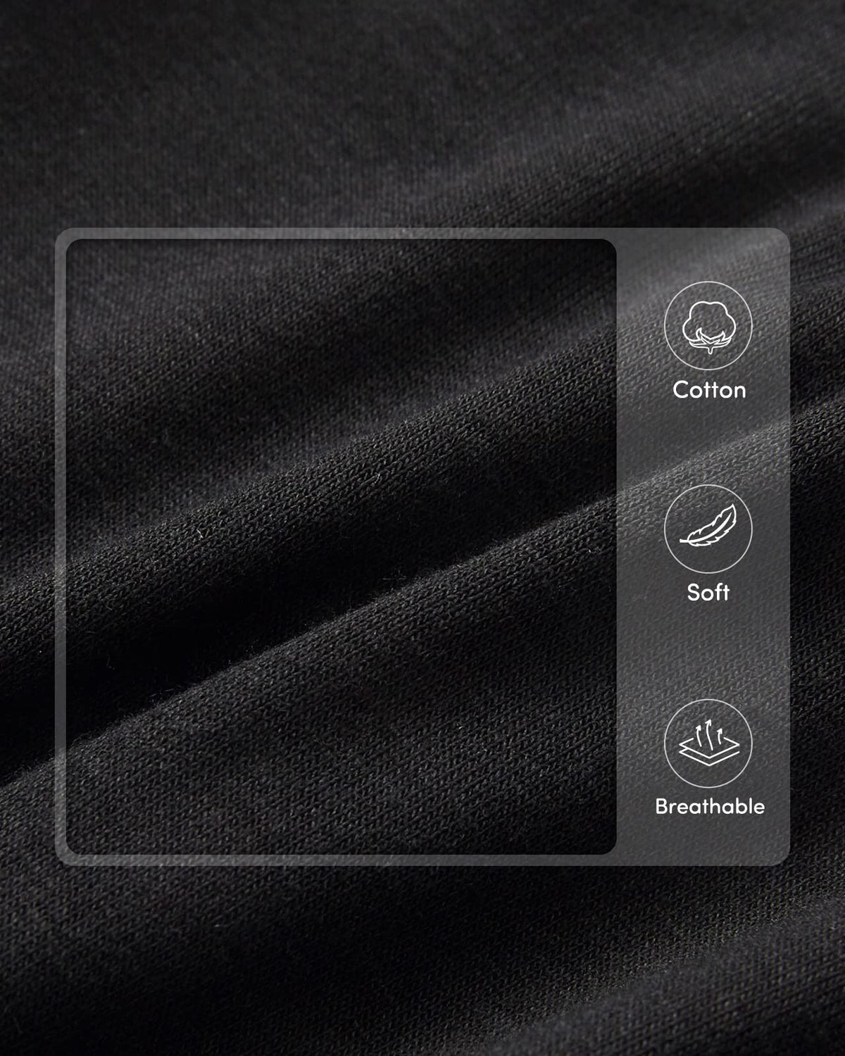 Black cotton knit fabric swatch with smooth texture
