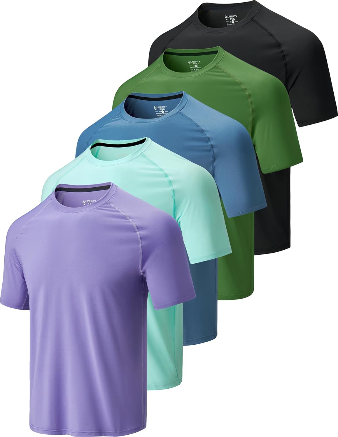 Liberty Imports 5 Pack Men’s Active Quick Dry Crew Neck T Shirts | Athletic Running Gym Workout Short Sleeve Tee Tops Bulk