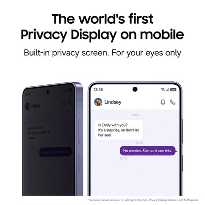 Samsung Galaxy smartphone with built-in privacy display and side controls