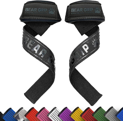 BEAR GRIP Straps - Premium Neoprene Padded Heavy Duty Double Stitched Weight Lifting Gym Straps