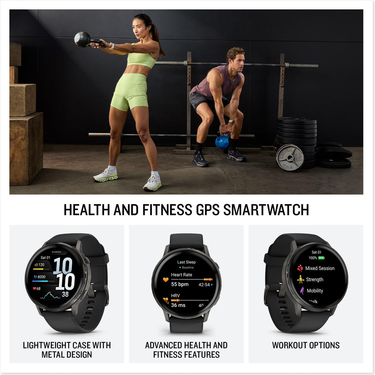 Garmin Venu 4 GPS fitness smartwatch with workout options and advanced health features