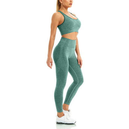 WodoWei Women 2 Piece Workout Outfits Sports Bra Seamless Leggings Yoga Gym Activewear Set