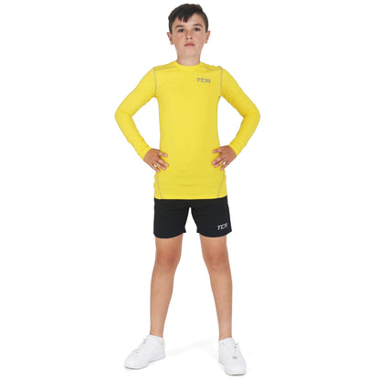 TCA Boys Pro Performance Compression Shirt Long Sleeve Top Compression Tops for Boys Base Layers Boys