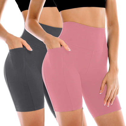 2 Pack Womens Biker Shorts with Pockets