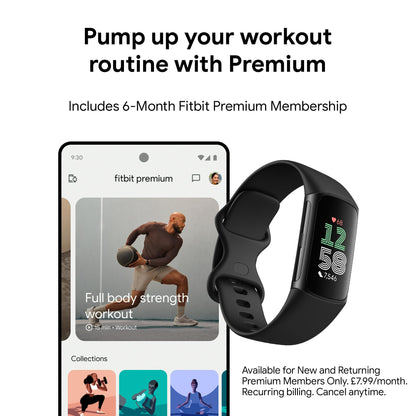 Fitbit Google Charge 6 Activity Tracker with 6-months Premium Membership Included, 7 days battery life and Google Wallet and Google Maps