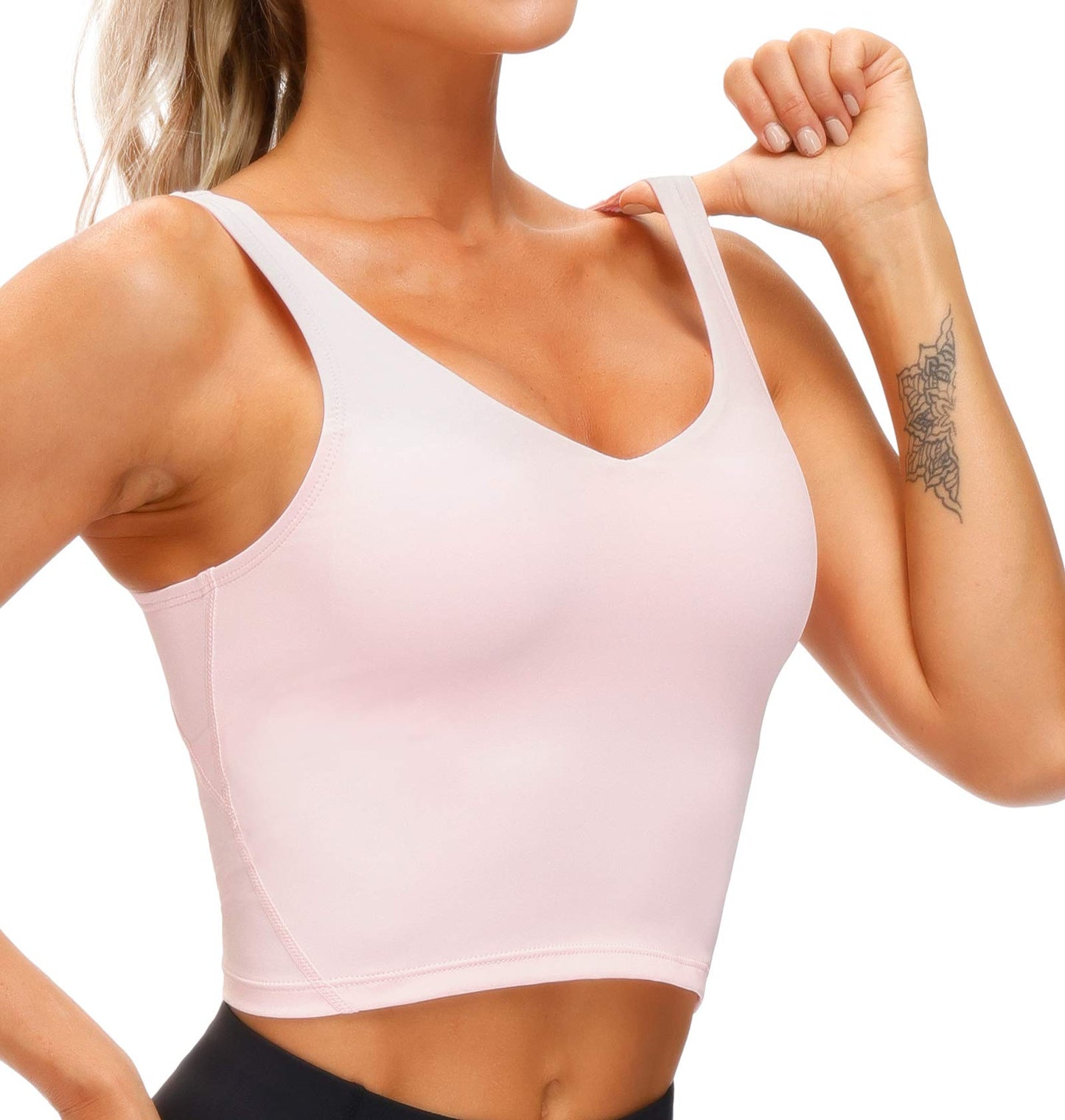 THE GYM PEOPLE Womens' Sports Bra Longline Wirefree Padded with Medium Support