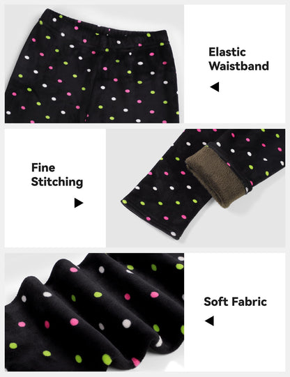 Star-and-dot leggings detail: elastic waistband, fine stitching, and soft fleece inside cuff