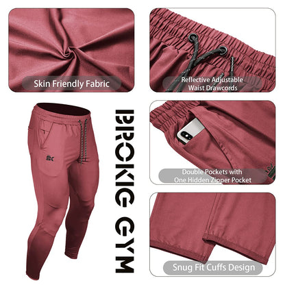BROKIG Mens Stretch Running Tracksuit Bottoms