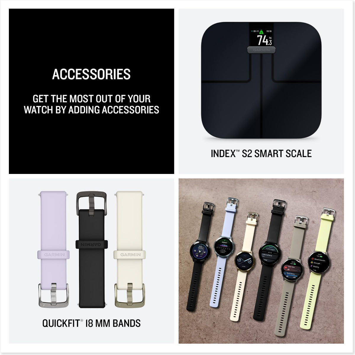 QuickFit 18 mm watch bands set with multiple strap colors