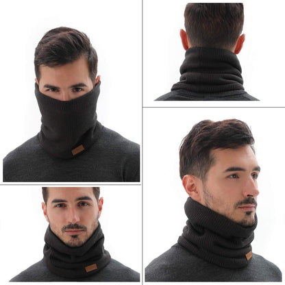 NovForth Winter Neck Warmer Fleece Lined Infinity Scarf Thicken Windproof and Dust Skiing Circle for mens women Double-Layer Fleece Lining Knit