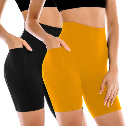 2 Pack Womens Biker Shorts with Pockets