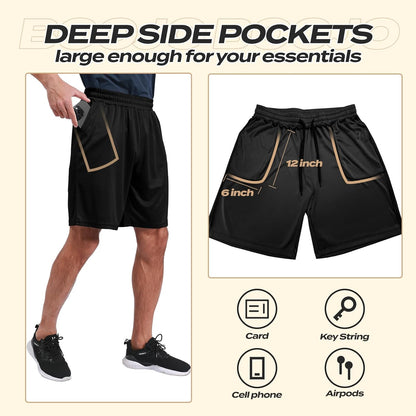 5 Pack Athletic Gym Mens Shorts