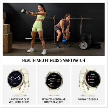 GPS fitness smartwatch with workout options and health features shown on wrist
