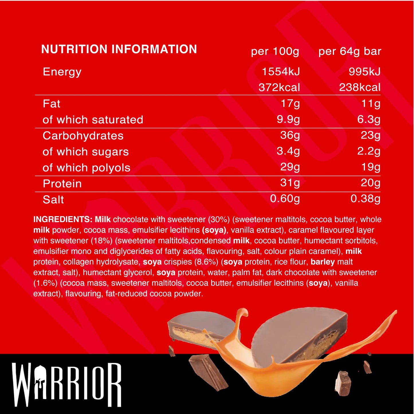 Warrior Crunch - High Protein Bars - 20g Protein Each Bar - Low Carb, Low Sugar Snack - 12 Pack x 64g (Variety Pack)