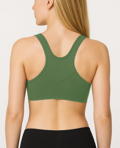 Sexy Basics Women's Cotton Spandex Racer Back Bra | 4 Way Stretch Pullover Workout Sport Bras (Multi-Pack)