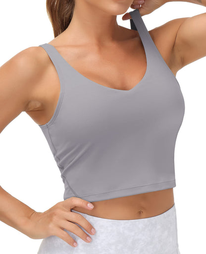 THE GYM PEOPLE Womens' Sports Bra Longline Wirefree Padded with Medium Support