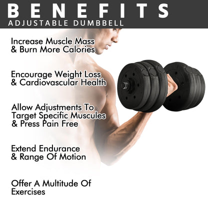 Yaheetech 30KG/25KG/20KG/15KG Adjustable Dumbbells