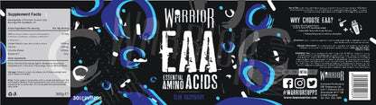 Warrior EAA - Essential Amino Acids - 360g - Provides Exceptional Support for Recovery & Muscle Soreness - Formula Includes Cyclic Dextrin, Taurine and More, Blue Raspberry