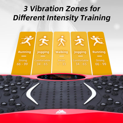 EVOLAND Vibration Plate Exercise Machine, Vibration Fitness Trainer with Bluetooth Speaker, 5 Program Modes, 2 Resistance Bands, Home Exercise Equipment for Fitness Body Toning