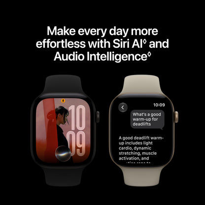 Two smartwatches showing home-screen animations on black and light sport bands