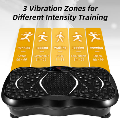 EVOLAND Vibration Plate Exercise Machine, Vibration Fitness Trainer with Bluetooth Speaker, 5 Program Modes, 2 Resistance Bands, Home Exercise Equipment for Fitness Body Toning