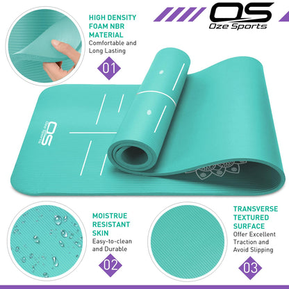 OZE SPORTS Yoga Mat – Extra Thick NBR Foam, Non-Slip, Large