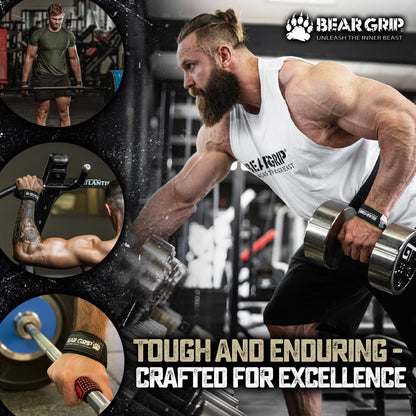 BEAR GRIP Straps - Premium Neoprene Padded Heavy Duty Double Stitched Weight Lifting Gym Straps