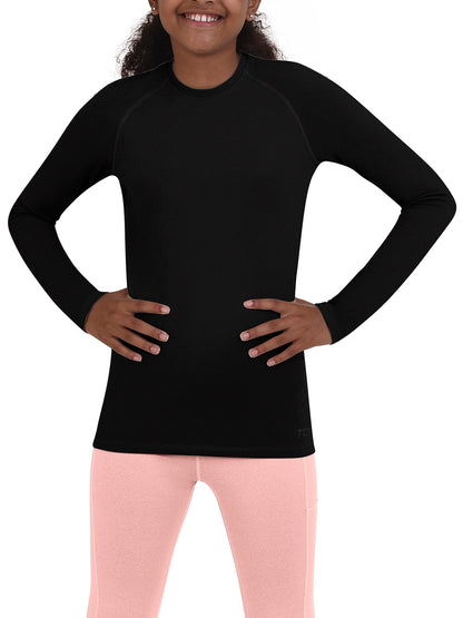 TCA Girls' SuperThermal Long Sleeve Performance Base Layer Running Training Top