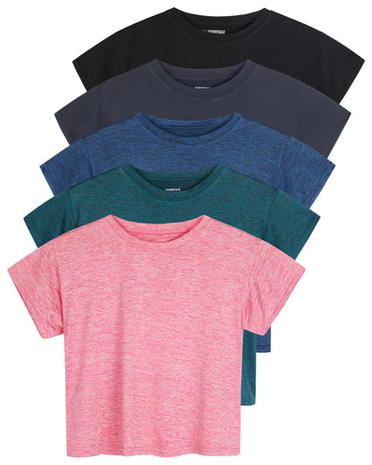 Real Essentials 5 Pack: Women's Dry Fit Crop Top