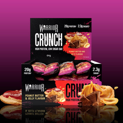 Warrior Crunch - High Protein Bars - 20g Protein Each Bar - Low Carb, Low Sugar Snack - 12 Pack x 64g (Variety Pack)