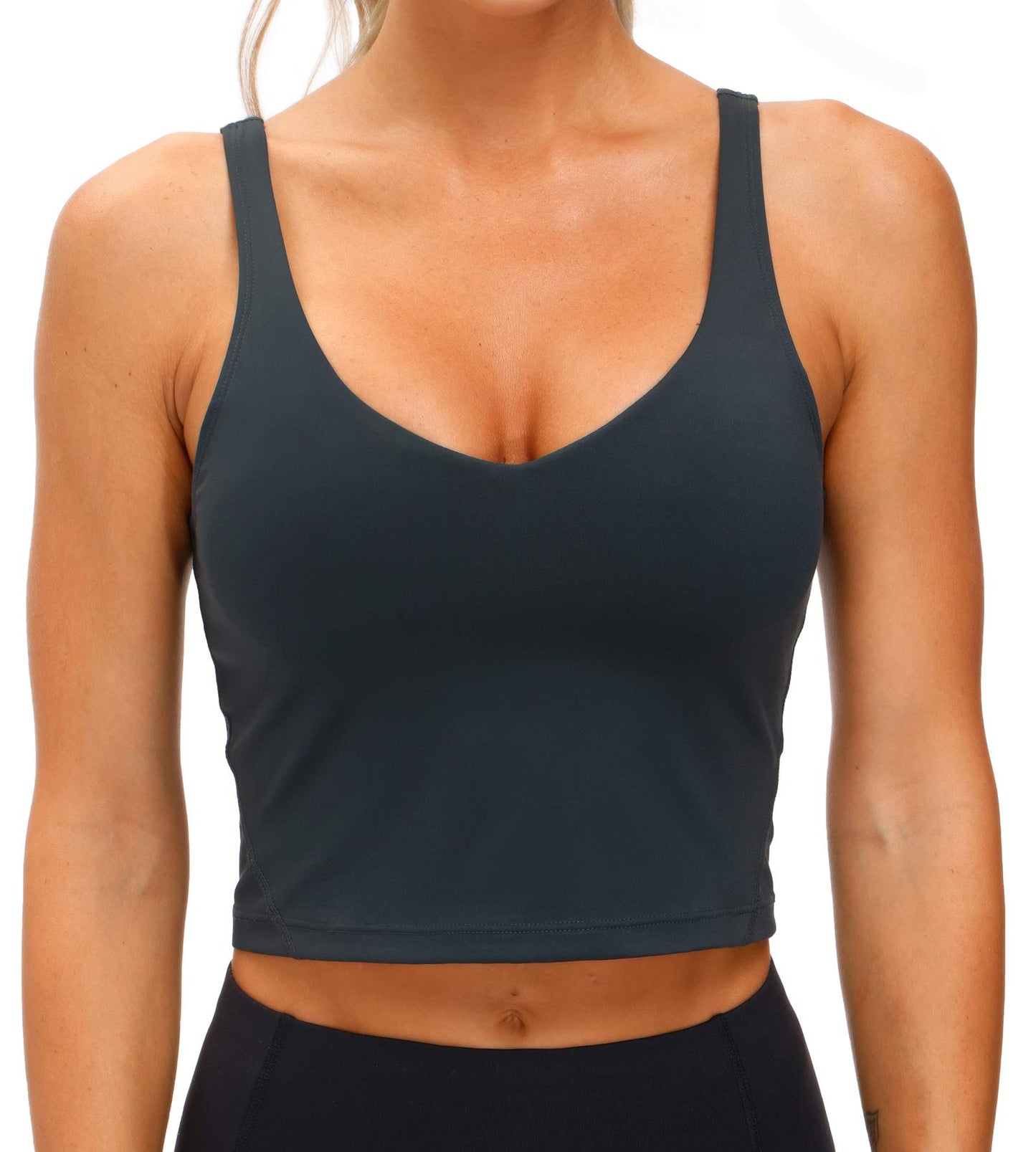 THE GYM PEOPLE Womens' Sports Bra Longline Wirefree Padded with Medium Support