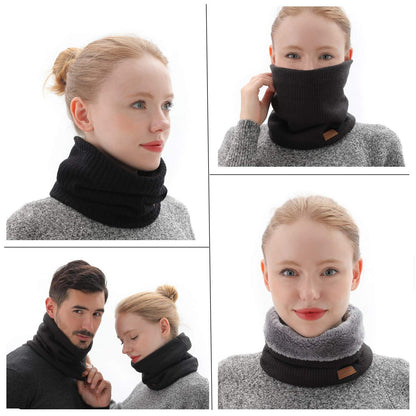 NovForth Winter Neck Warmer Fleece Lined Infinity Scarf Thicken Windproof and Dust Skiing Circle for mens women Double-Layer Fleece Lining Knit