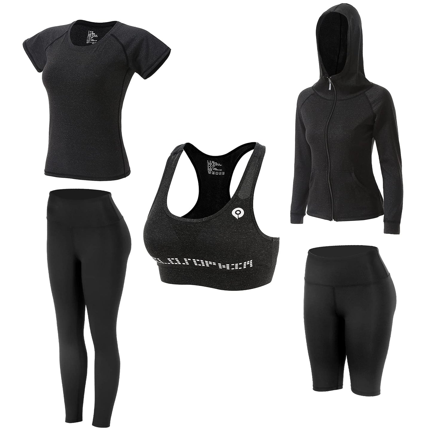 Women's 5pcs Yoga Suit Ladies Workout Outfit Sportsuits Running Jogging Gym Sweatsuit Women's Activewear Sets Sport Yoga Fitness Clothing